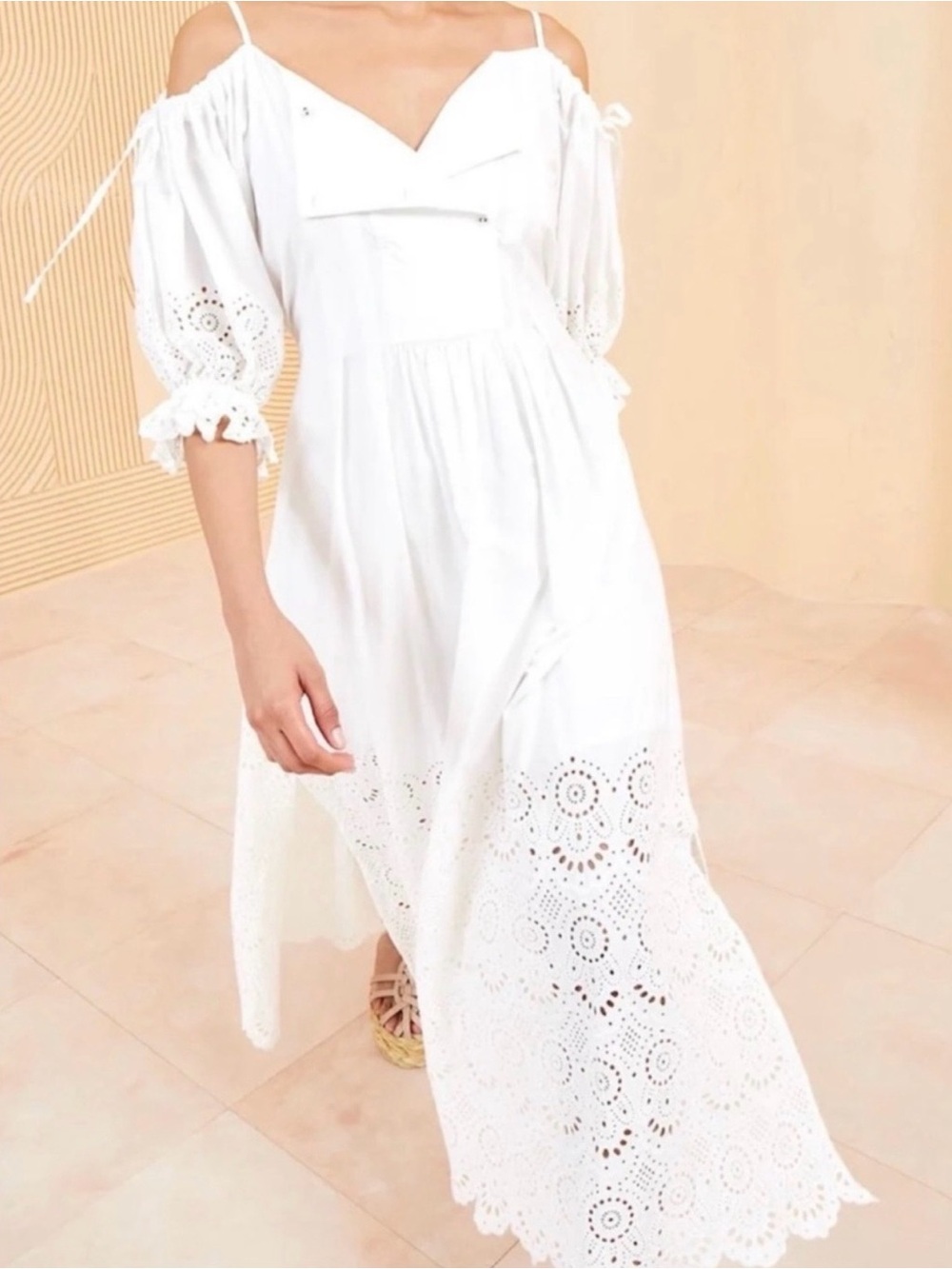 Ulla Johnson White Eyelet Midi Dress